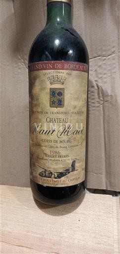 Vine Rouge sec Château Haut Macô 1986 Frankrig Bordeaux Côtes-de-bourg AOC