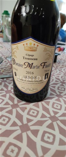 Jura Arbois Domaine Martin Faudot Trousseau 2016