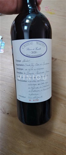Bordeaux Ni doloceno Château Martet Réserve de Famille 2020