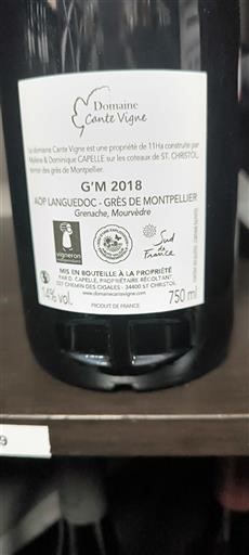 Langvedok Grès de Montpellier Domaine Cante Vigne G'M 2018