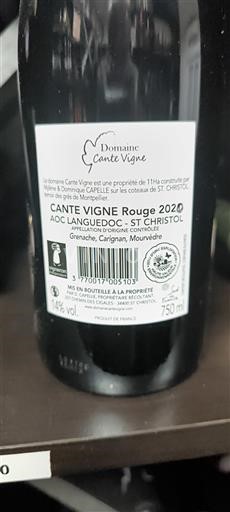 Languedoc Coteaux del Languedoc Domaine Cante Vigne 2020
