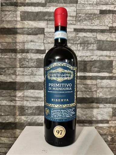 Apulien Primitivo di Manduria Costellore Riserva Icke årgångsbetecknad