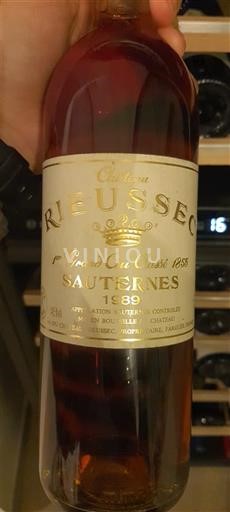 Vine Blanc liquoreux Château Rieussec 1989 Frankrig Bordeaux Sauternes AOC Grand Cru