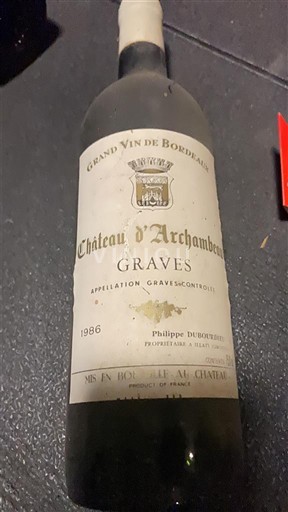Bordeaux Graves Château Archambeau 1986