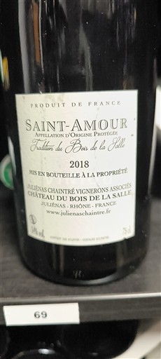 Beaujolais Saint-Amour Château Bois de la Salle Fût de chêne Bois de la Salle 2018
