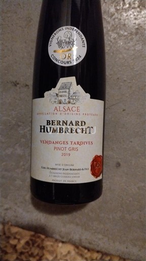 Alsacia Château BERNARD HUMBRECHT Pinot gris vendanges tardives 2019