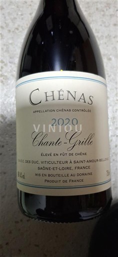 Beaujolais Chénas Les Duc Chante-Grille 2020