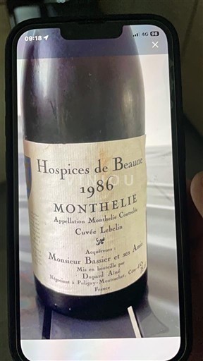 Burgundsko Monthélie Hospices de Beaune Lebelin 1986