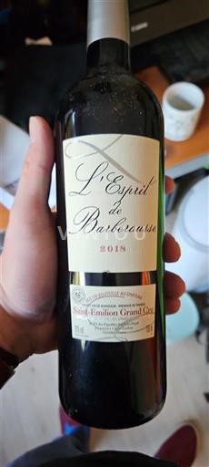 Bordeaux Saint-Émilion Grand Cru Barberousse L'Esprit de Barberousse 2018