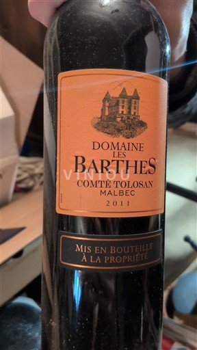 Sudoeste Comté tolosano Domaine Les Barthès Comté Tolosan Malbec 2011