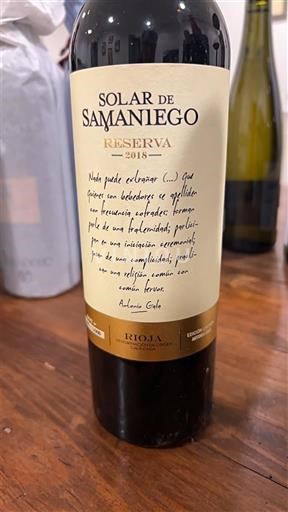 La Rioja Rioja Solar de Samaniego Reserva 2018