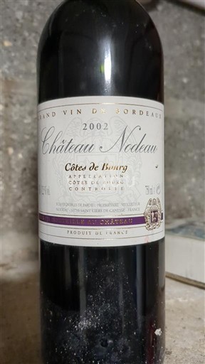 Bordeaux Côtes de Bourg Château Nodeau 2002