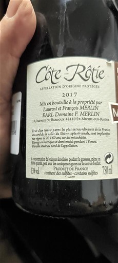 Rhône Valley Côte-Rôtie Domaine François Merlin 2017