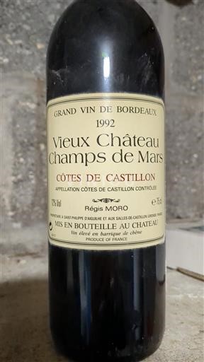 Bordeaux Ni doloceno Château Vieux Château Champs de Mars Côtes de Castillon 1992