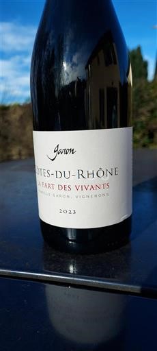 Rhônen laakso Côtes-du-rhône Jaron La Part des Vivants 2023