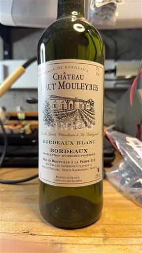 Burdeos Bordeaux blanco Château Haut Mouleyres Sin añada
