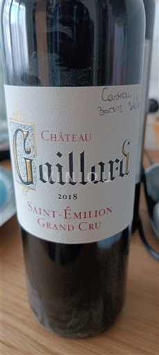 Bordeaux Saint-Émilion Grand Cru Grand Cru Château Gaillard 2018