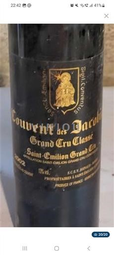 Bordeaux Saint-Émilion Grand Cru Couvent des Jacobins 2002