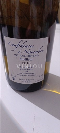 Valle del Loira Cour-Cheverny Les Vignerons de Mont-Près-Chambord Confidences de Novembre 2018