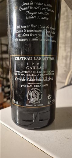 Sudoeste Gaillac Château Labastidié Dansons l'an 2000 1998