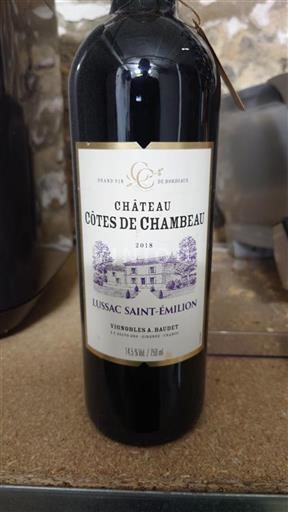 Bordéus Lussac-Saint-Émilion Château Côtes de Chambeau 2018