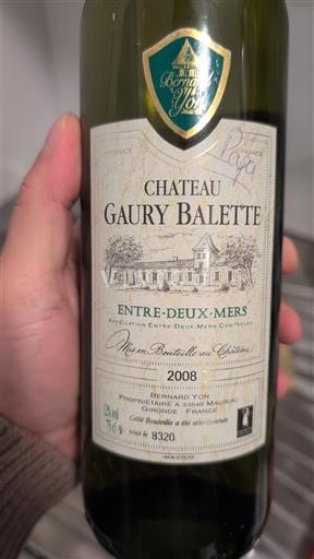 Bordeaux Entre-deux-mers Château Gaury Balette 2008