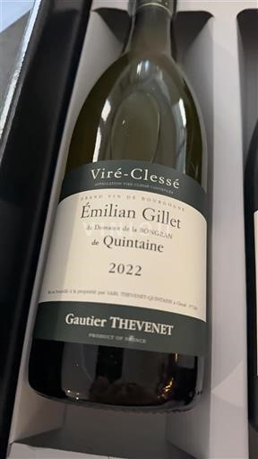 Bourgogne Viré-clessé Domaine La Bongran Émilian Gillet de Quintaine 2022