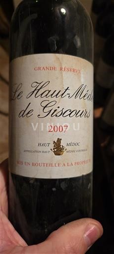 Bordeaux Haut-Médoc Giscours Le Haut-Médoc de Giscours Grande Réserve 2007