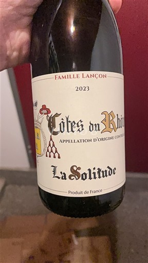 Rhônen laakso Côtes-du-rhône Famille Lançon - La Solitude 2023