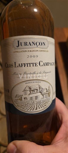 Lounais-Ranska Jurançon Clos Laffitte Campagne 2009