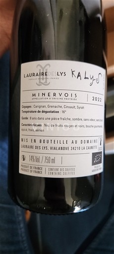 Languedoque Minervois Lauraire Deslys Kalys 2022