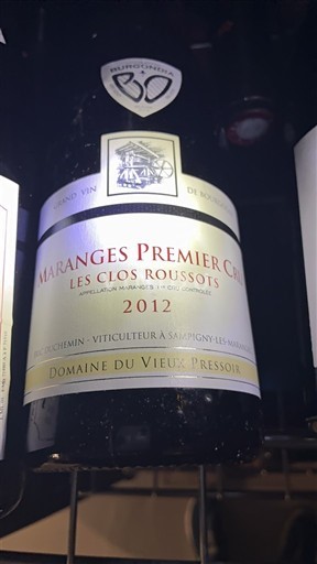 Burgundy Maranges Premier Cru Domaine Vieux Pressoir Les Clos Roussots 2012