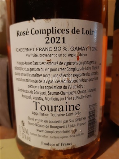 Loiredalen Touraine Complices de Loire Rosé Complices de Loire 2021