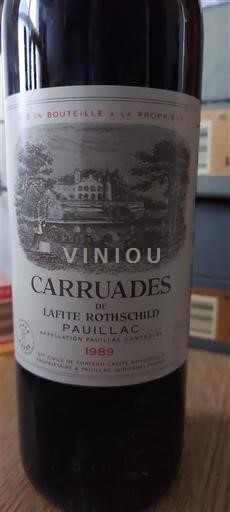 Bordeaux Pauillac Château Lafite Rothschild Carruades de Lafite 1989