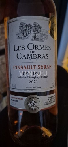Linguadoca e Rossiglione Paese d'Oc Les Ormes de Cambras Cinsault Syrah 2021