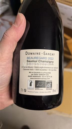 Valle della Loira Saumur-Champigny Domaine Sanzay Beauregard 2022
