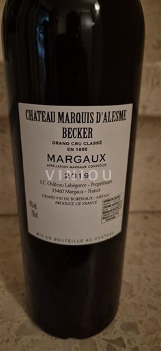 Burdeos Margaux Grand Cru Château Marquis d'Alesme Becker 2019