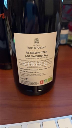 Rhônen laakso Vacqueyras Château Bois d'Arlène Re.Né.Sens 2023