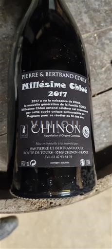 Vale do Loire Chinon Pierre & Bertrand Couly Millésime Chloé 2017