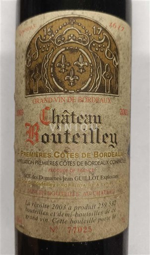 Bordeaux Premières-côtes-de-bordeaux Château Bouteilley 2003