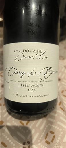 Bourgogne Chorey-lès-Beaune Domaine Rand Loïc Les Beaumonts 2023