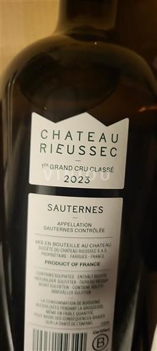 Bordeaux Sauternes Premier Cru Château Rieussec 2023