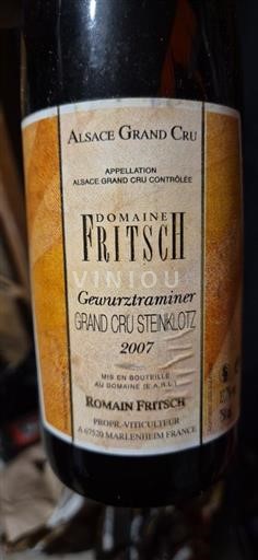 Elzas Alsace Grand Cru Grand Cru Domaine Fritsch Grand Cru Steinklotz 2007