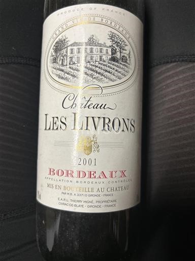 Burdeos Bordeaux Château Les Livrons 2001