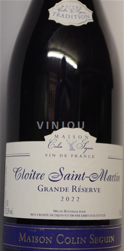 Bordeaux Ni doloceno Maison Colin Seguin Cloître Saint-Martin Grande Réserve 2022