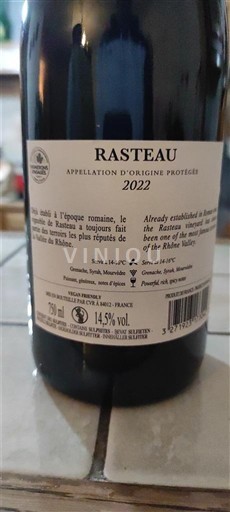 Údolí Rhôny Rasteau Cru ded cotes du Rhône 2022