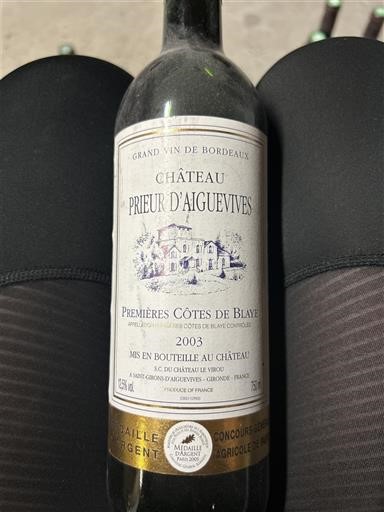 Bordeaux Ni doloceno Château Prieur d'Aiguevives 2003