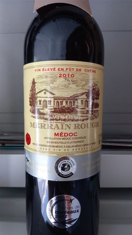 Bordeaux Médoc Merrain Rouge 2010