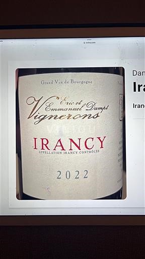 Bourgogne Irancy E. et Emmanuel Dampt 2022