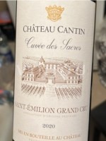 Bordeaux Saint-Émilion Château Cantin des Sacres Grand Cru 2020